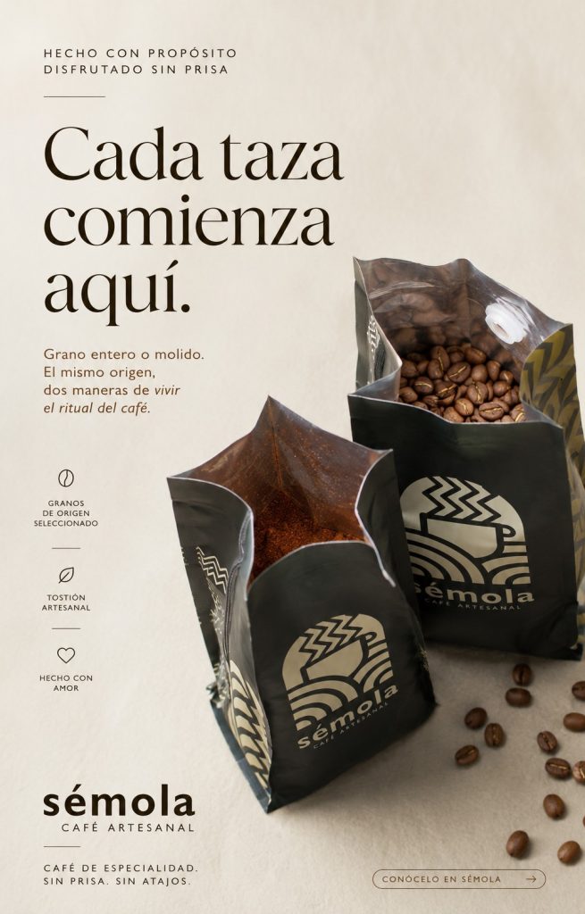Café Sémola – cada taza comienza aquí, grano entero y molido